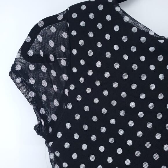 Free Press Retro Rockabilly Modern Chic Polka Dot Crop Top Semi Sheer V-Neck L - Picture 11 of 12